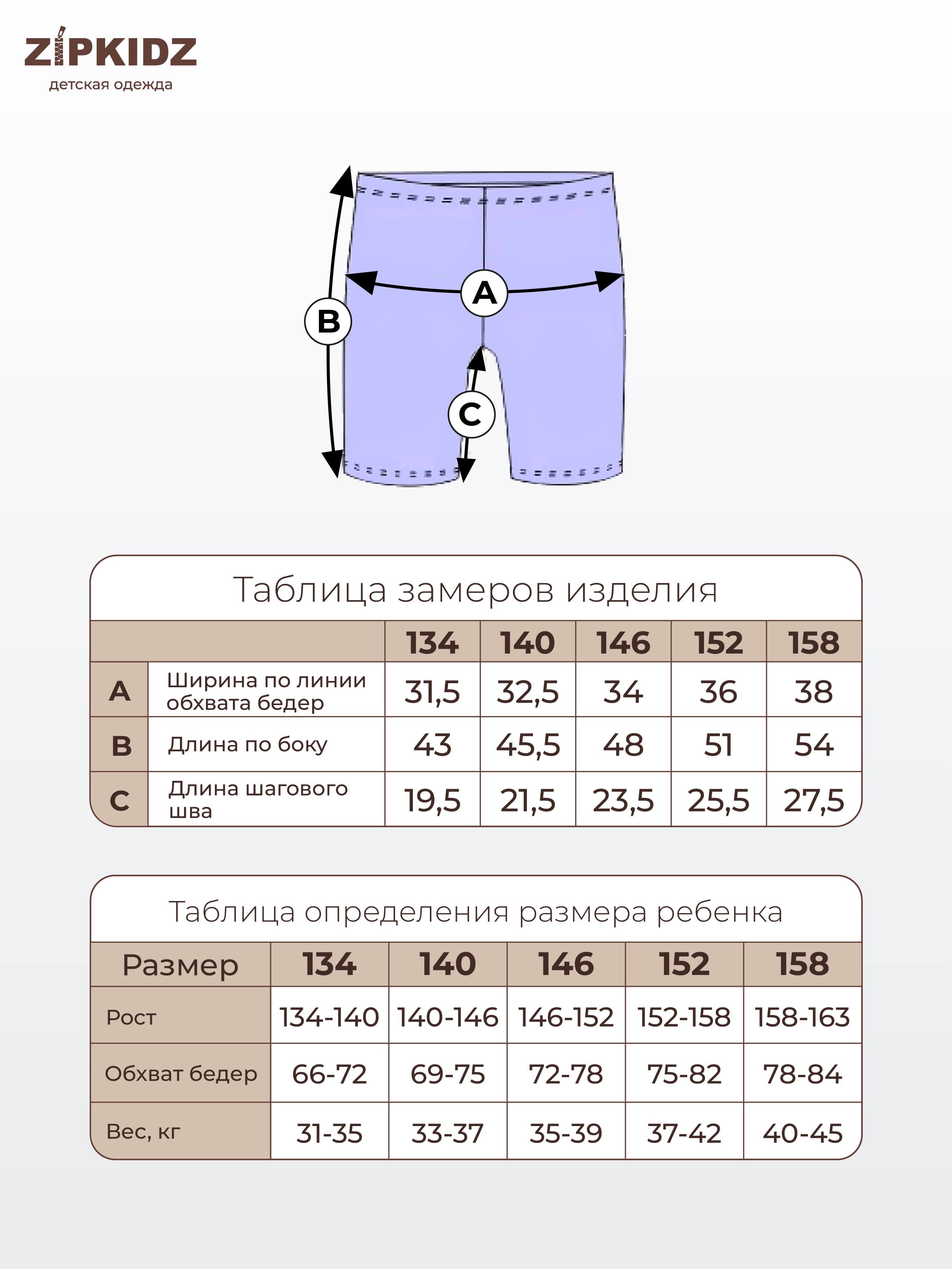 Таблица размеров