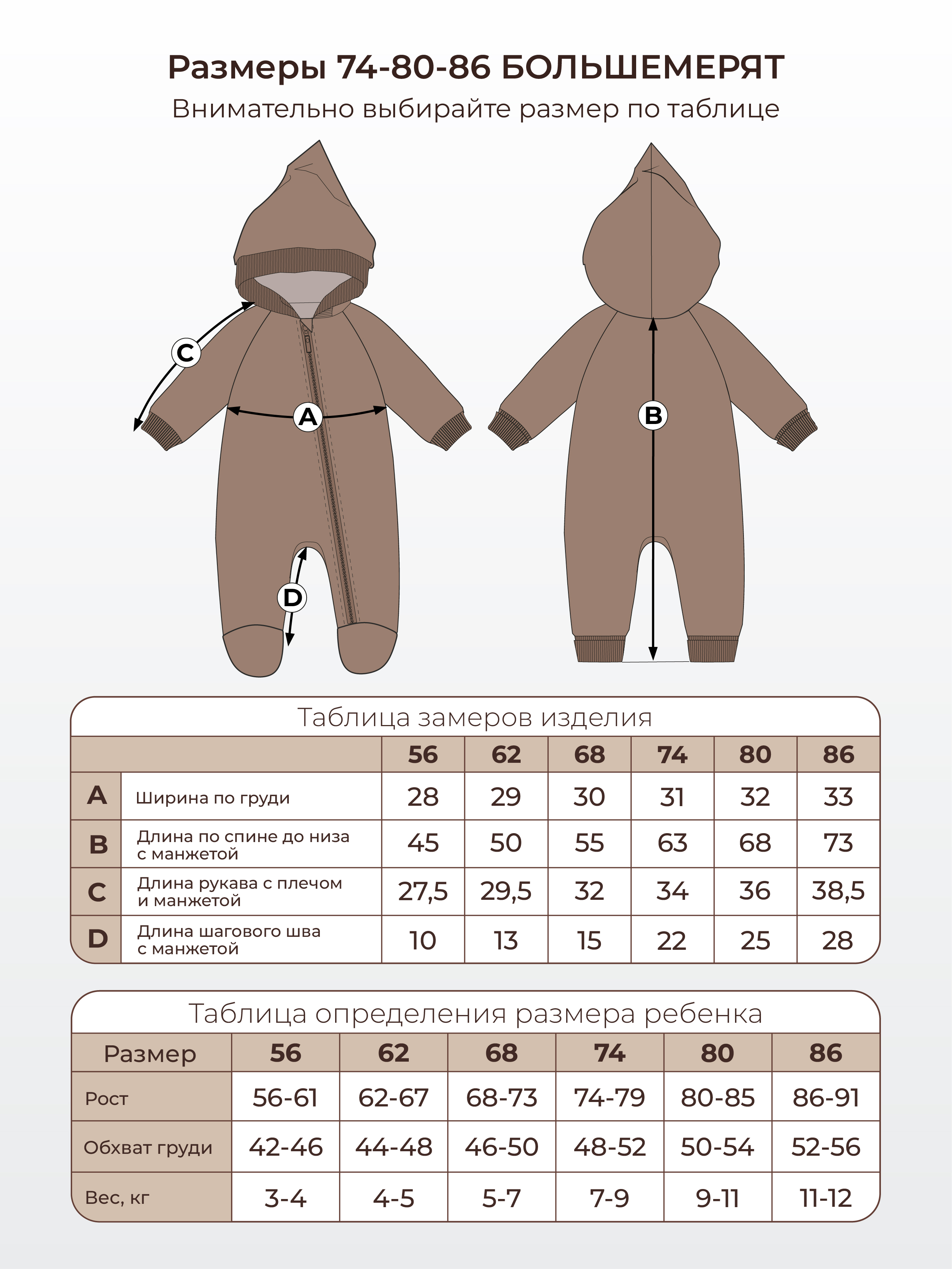 Таблица размеров