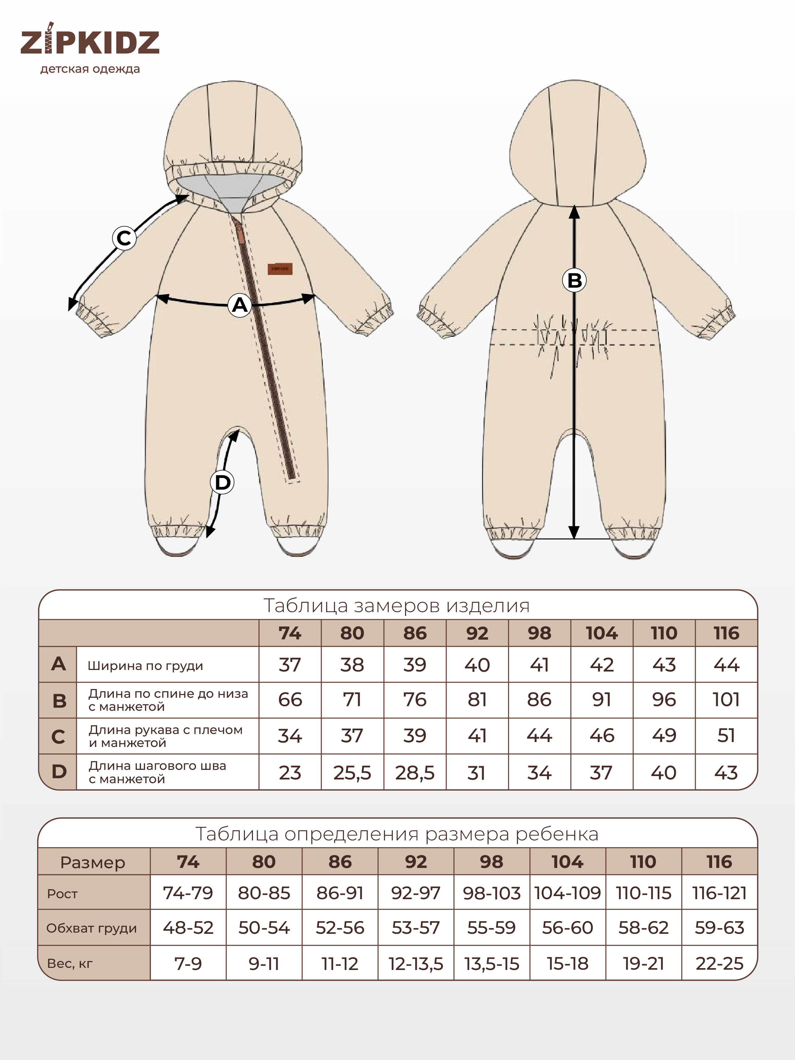 Таблица размеров