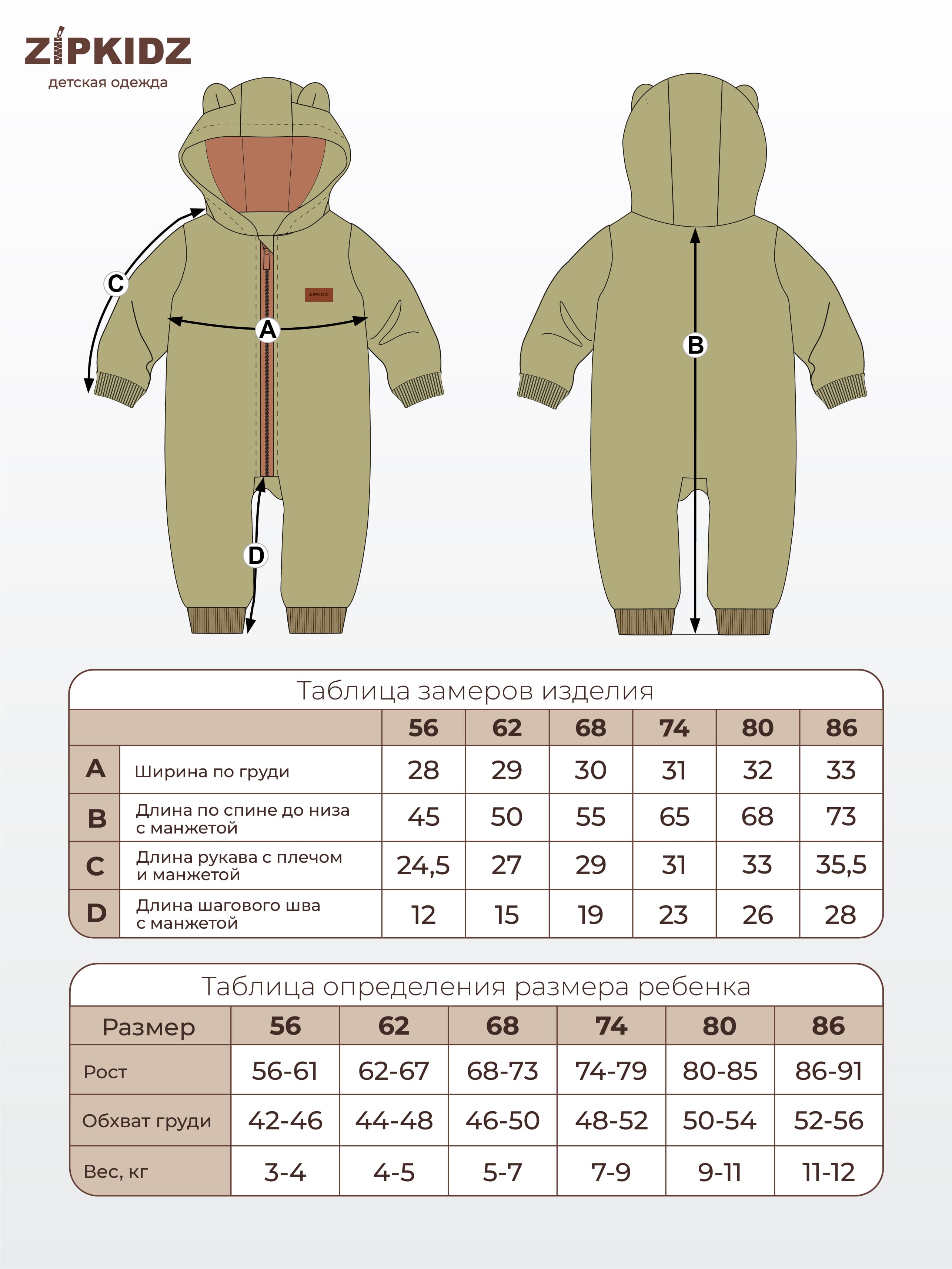 Таблица размеров