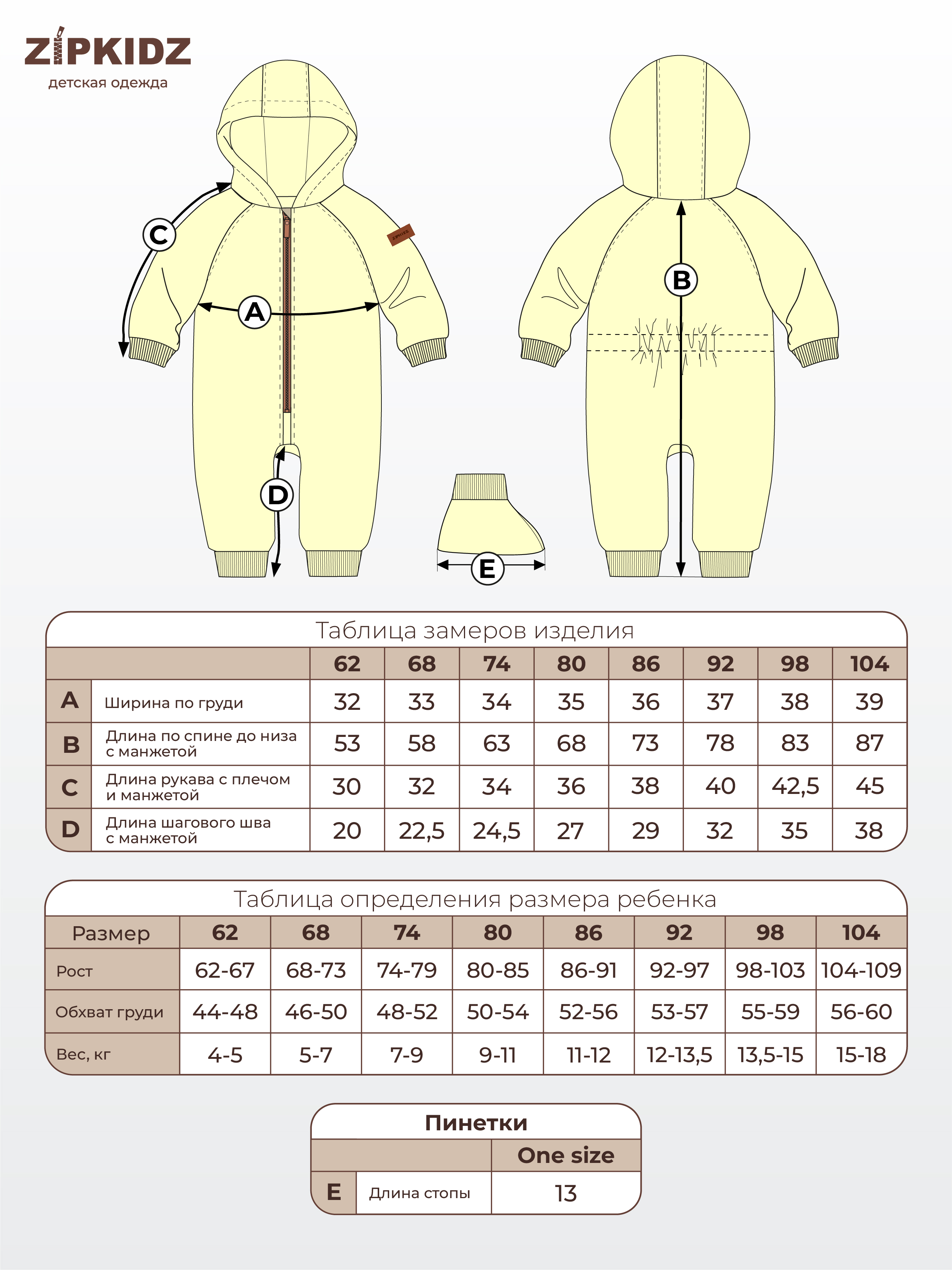 Таблица размеров