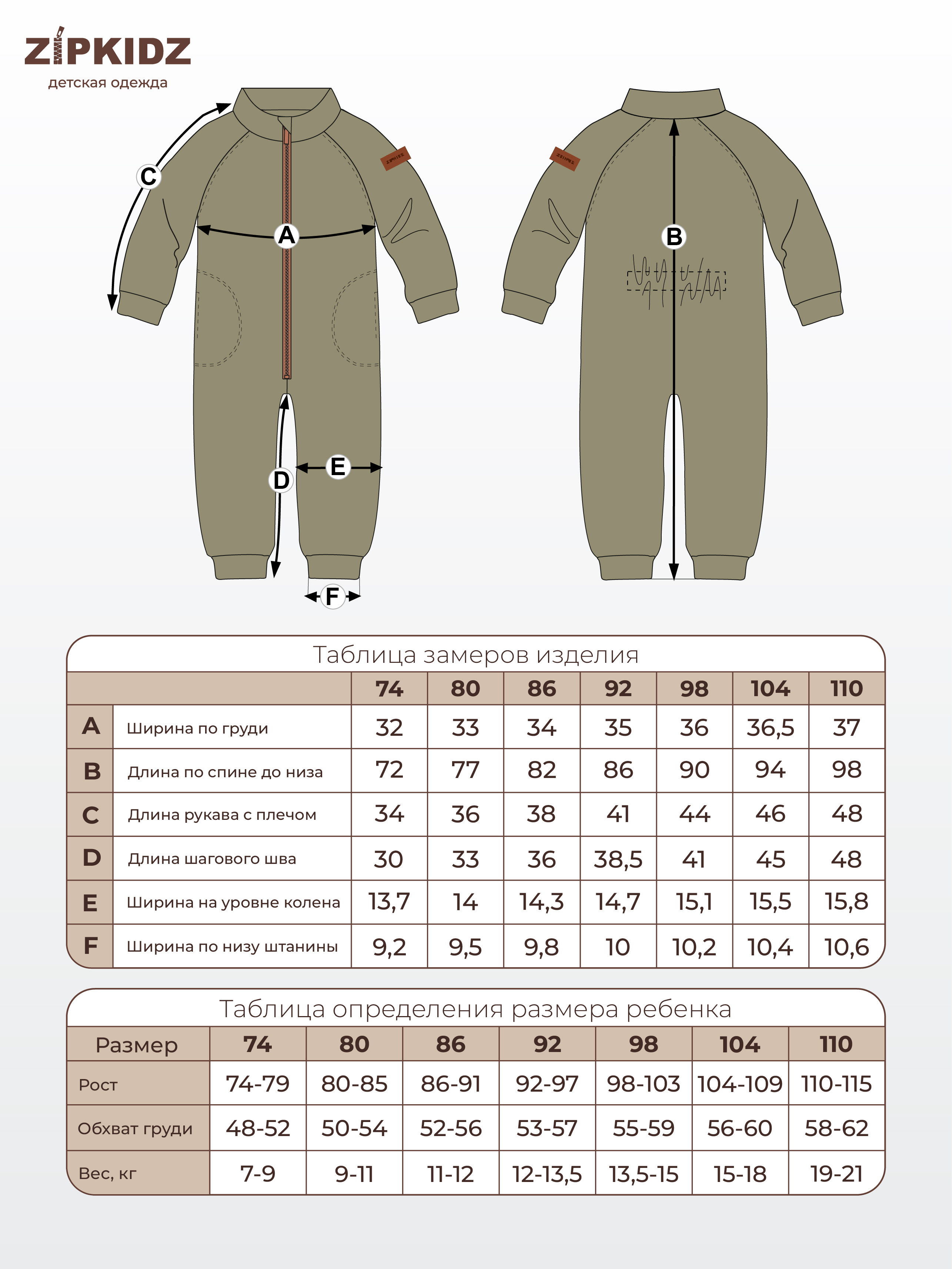 Таблица размеров